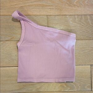 Nikibiki One-Shoulder Pink Ribbed Top. One/size.